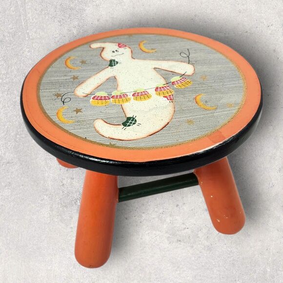 Hand Painted Halloween Ghost Stool The Country House Collection Style Cottage - Picture 2 of 11